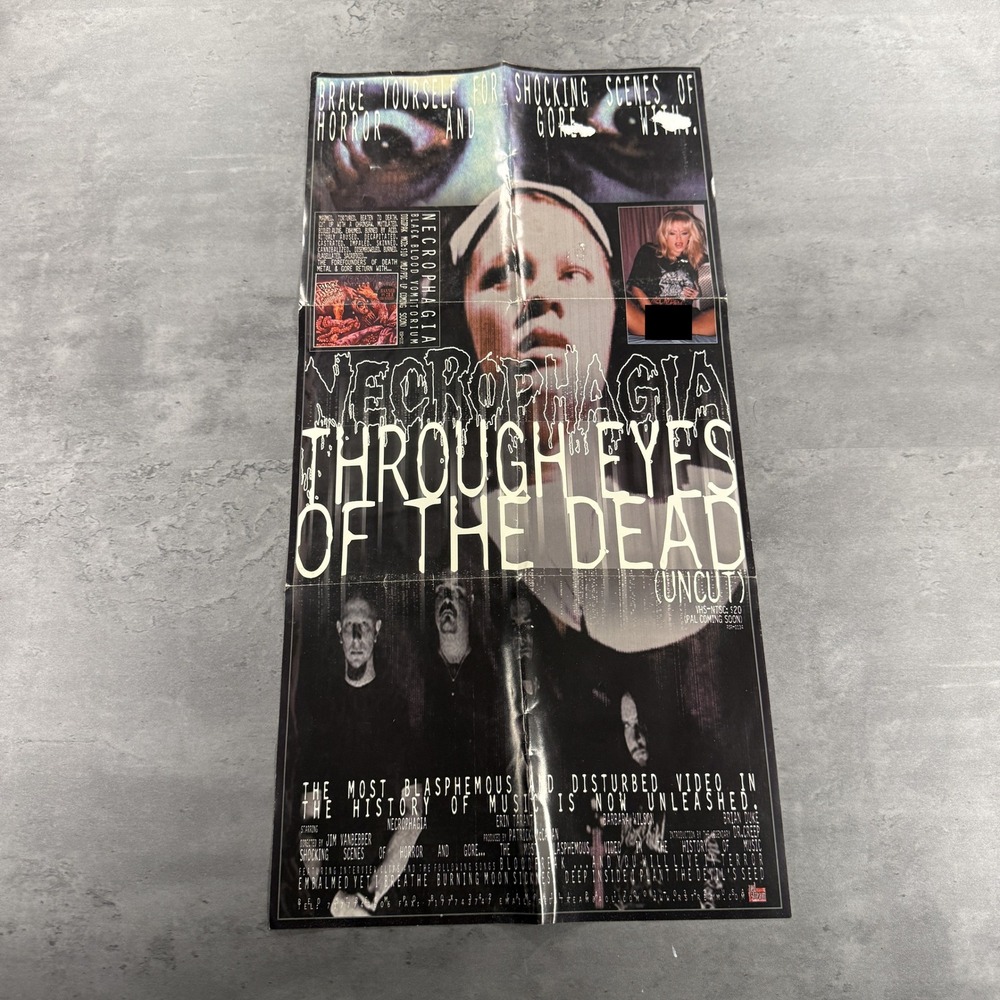 Necrophagia Promo Poster Through Eyes of the Dead VHS Red Stream Records Vintage